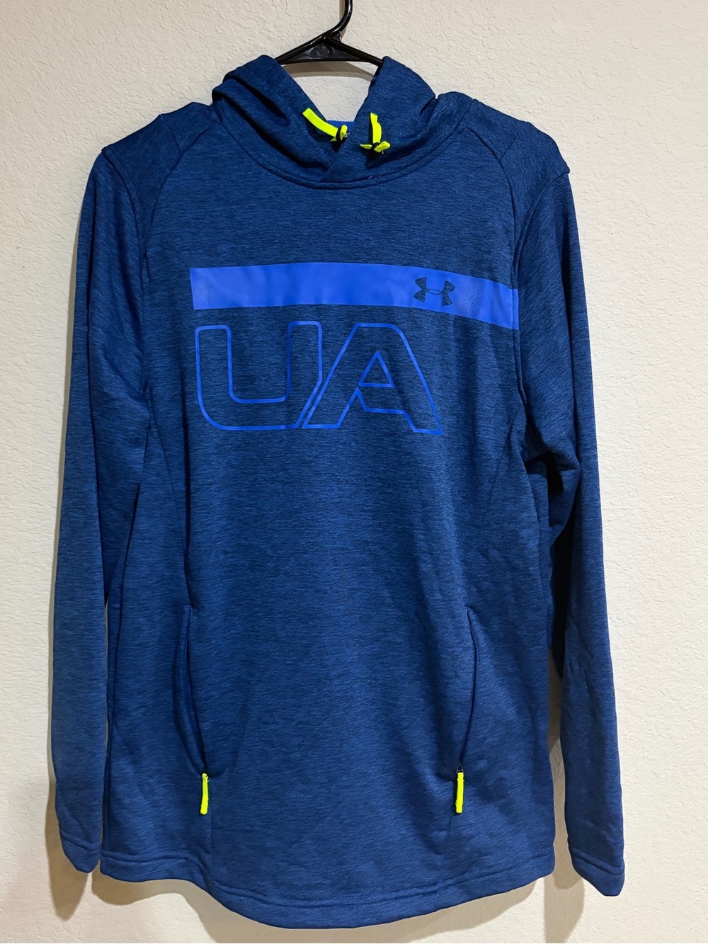 Under Armour MK1 Tech Terry Hoodie Mens Small Blue ColdGear Fitted 1306445